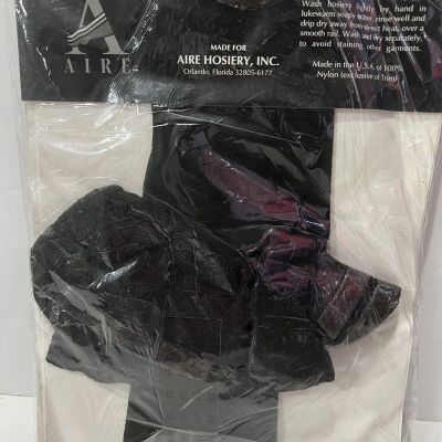 AIRE Black Lace Top Thigh High Stockings Sz. 2 NIP #722