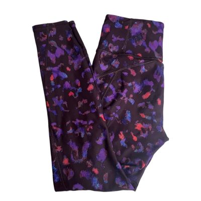 Athleta Womens Purple Rainer Leopard Print Tight Small Style 511144