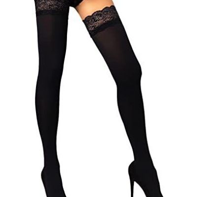 Thigh High Stockings for Women Opaque Tights Pantyhose 100 Denier Nylons L Black