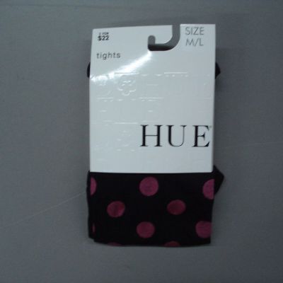 NWT Hue Women's Polka Dot Control Top Tights Size M/L Black/Rose #962K