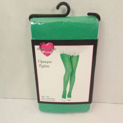 MUSIC LEGS Opaque Tights Kelly Green One Size Fits Most NEW Costume