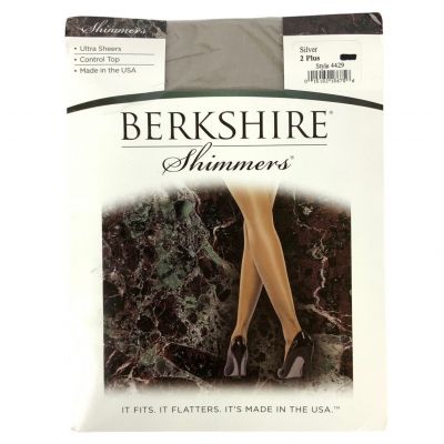 Berkshire Shimmers Pantyhose Plus Size 2X Silver Glittery Control Top Sheer