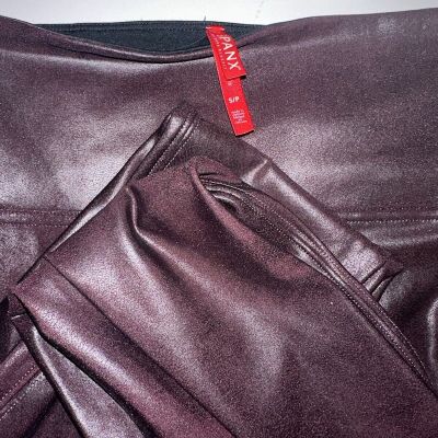 SPANX READY-TO-WOW FAUX LEATHER LEGGINGS WOMENS SMALL WINE/PURPLE COLOR