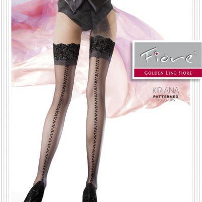 FIORE KIRIANA STAY UP THIGH HIGH STOCKINGS FINE EUROPEAN   SIZE 2 SMALL NATURAL