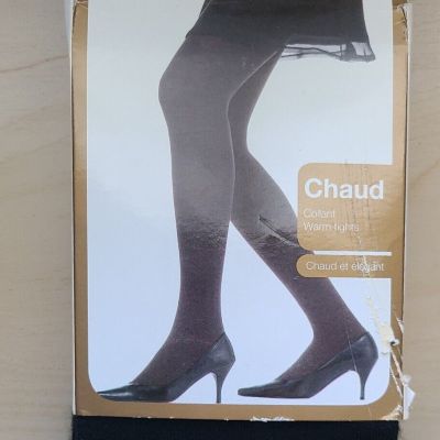 NEW Le Bourget Paris Black Warm Tights Sealed Pack T3 Noir Flat Seams size M