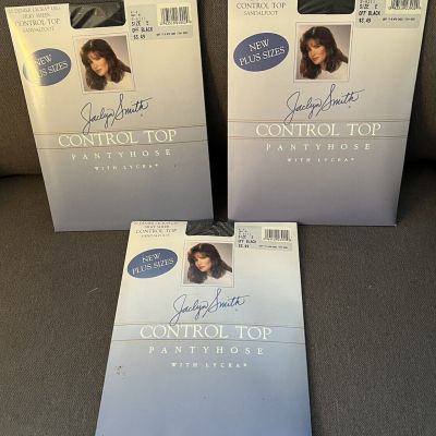 Pantyhose Jaclyn Smith (3) Size E Off Black Control Top SandalFoot Plus Size
