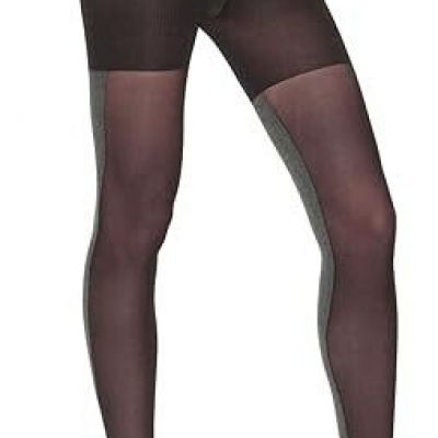 Spanx Tight-End-Tights Heathered Contrast Style 2446 - Black/Gray - Size D -NWOT