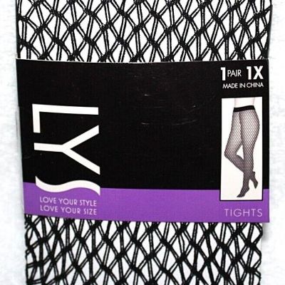LYS Love Your Style Black Net Tights - Pick Your Size, 1X - 2X