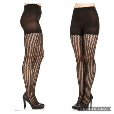 SPANX Black?Patterned Tights- Case in Pointelle Size B NWT