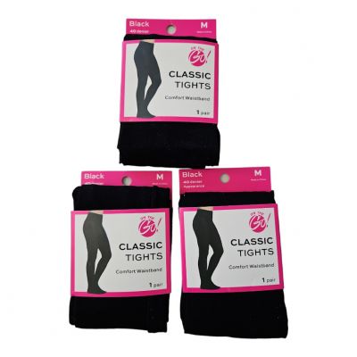 On The Go Women's Classic Black Tights Size Medium 3 Pair Bundle Classic Socks
