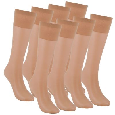 4 Pairs Women Nylon Elastic Under Knee High Sheer Stockings Silk Long Socks US