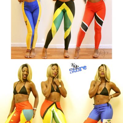 Women's Caribbean-Style Flag Fashion Leggings (8 Styles) - OS Regular & OS Queen