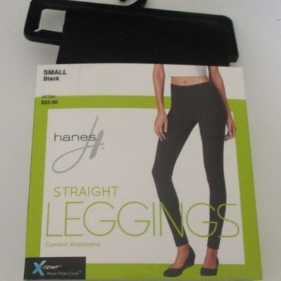 Hanes Straight Leggings Comfort Waistband Size Small Style HTF041 Black