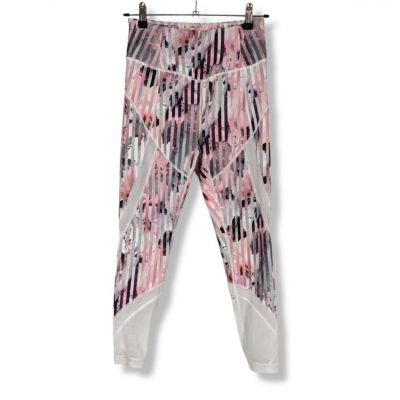 Calia Luster Stripe Leggings Small Pink White Multi Workout Fitness Gym Attire