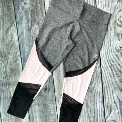 EUC PINK Victoria Secret Ultimate Medium Leggings Gray Pink Black Sheer Mesh