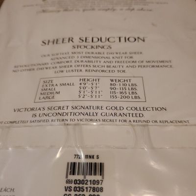 Victorias Secret Signature Gold Collection Sheer Seduction Stockings Mink Small