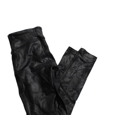 SPANX® Womens Shiny Black High Rise Pull On Cropped Pants Leggings Size XS