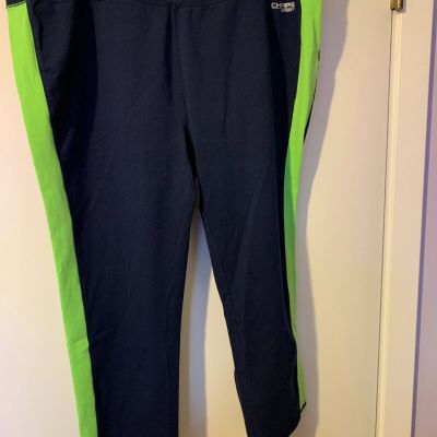 Chaps sport leggings size 2X Black with green side stripe