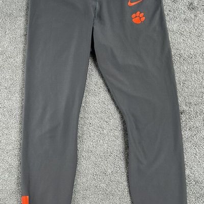 Nike Dri-Fit Leggings Clemson Tigers Large Yoga Workout Pants Gray w Orange Paw