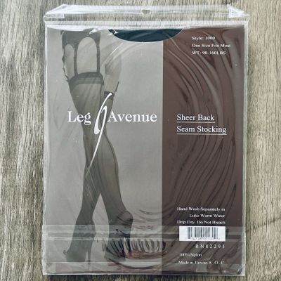 Leg Avenue Sheer Back Seam Stocking 90-160 LBS Style 1000 One Size Fits Most NEW