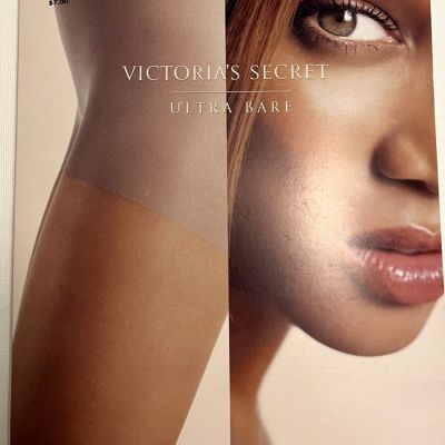 NEW VICTORIA'S SECRET Ultra Bare Sheer Nylon Leg Control Top Sable Size C