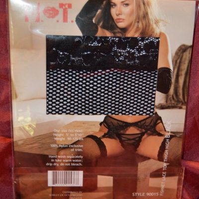 Shirley of Hollywood LACE TOP Thigh High BLACK Fishnet O/S Needs garters  UU