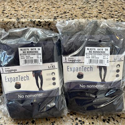 No Nonsense ExpandTech Style NL8379  Leggings L/XL 2 Pair NEW
