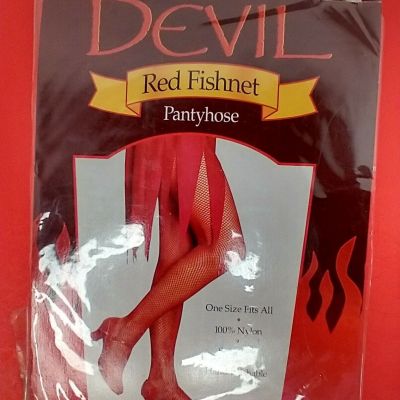 New Devil Fishnet Stockings One Size Costume Vintage Halloween
