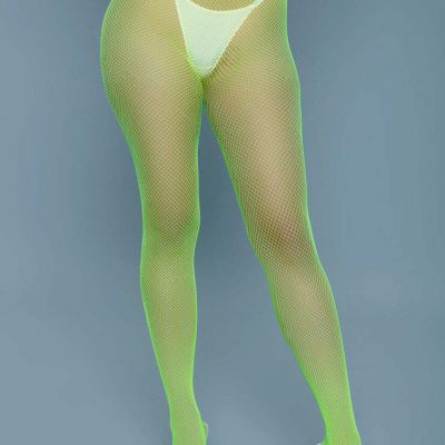 BeWicked Up All Night Pantyhose Fishnet Neon Green
