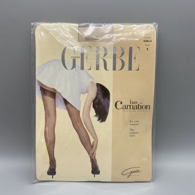 New ORIGINAL GERBE PARIS France CARNATION SHEER NYLONS, 11 Denier Nude Size 1