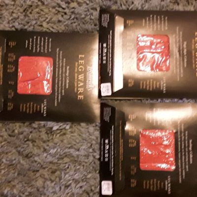 3 NIP FREDRICKS OF HW Size Small Red Scallop Lace Top Stockings