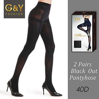 G&Y 2 Pairs Semi Opaque Tights for Women - 40D Microfiber Control Top Pantyho...