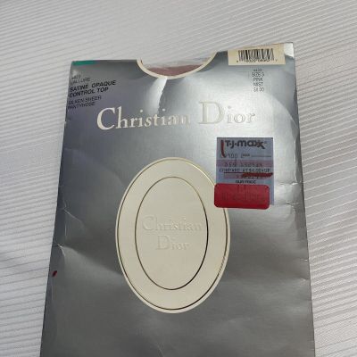 Christian Dior 4423 Satin Opaque Control Top Sheer Pantyhose Sz 3 Pink Mist New