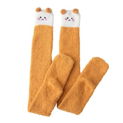 Women's Cartoon Fuzzy Long Socks Winter Warm Over Knee High Socks Home Non Slip