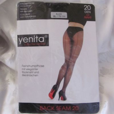 Yenita Tights Hosiery Seamed Stockings Black SHeerl M/L Size 20 German Made