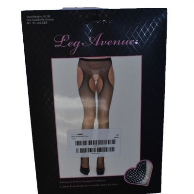 Leg Avenue Fashion Nova Rhinestone Fishnet Crotchless Suspender Pantyhose OS