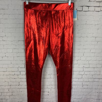 Zoe + Liv Leggings Pants XL Women's Red Metallic Shiny Christmas (X00)