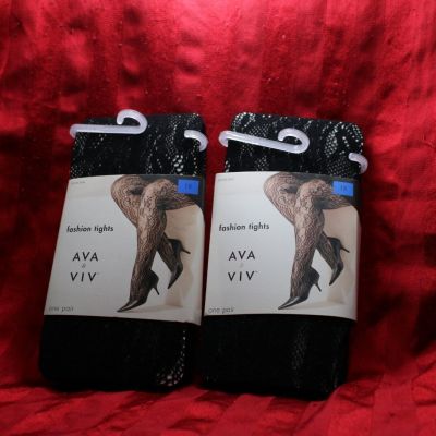 WOMEN'S SEXY FASHION TIGHTS  PANTYHOSE FOOTED STOCKINGS HOSIERY~SIZE 2X LOT 2