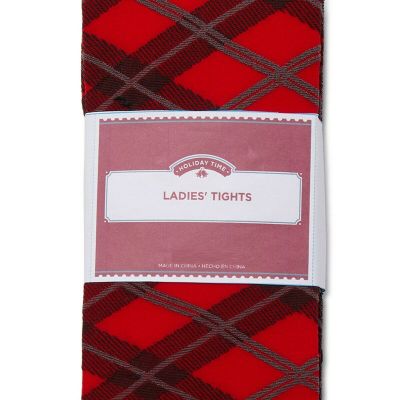 Red Plaid Opaque Women Tights