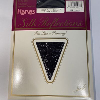 Vintage Hanes Silk Reflections Silky Sheer Barely Black AB Pantyhose