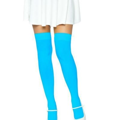Womens Solid Color Nylon Thigh High Stockings