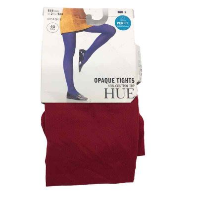 HUE Opaque Non Control Top Tights 1 Stretch Wider Band PerFIT 40Den Deep Red