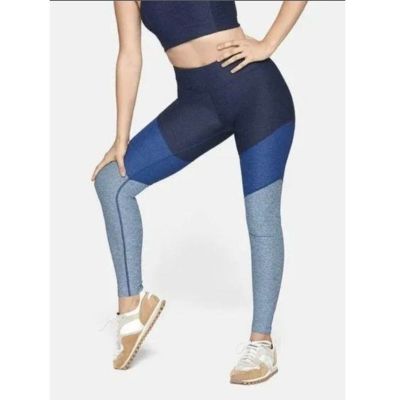 Outdoor Voices High Waist Colorblock Work Out Leggings Blue Grey Size Medium M