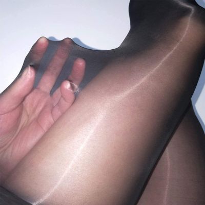 Women'S Oily Shiny Control Top Pantyhose Seamless Sheer Tights 8 Denier High Wai