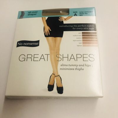 New No Nonsense Great Shapes All Over Shaper size A Beige Mist/Light Sheer Toe