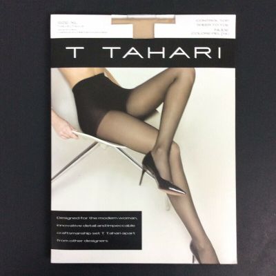 T Tahari Pantyhose Size XL Nude Control Top Smooth Sheer Sandalfoot