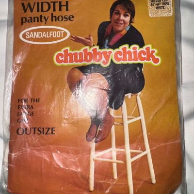 Vintage Chubby Chick White Extra Width Sandalfoot Panty Hose Plus Size A 900