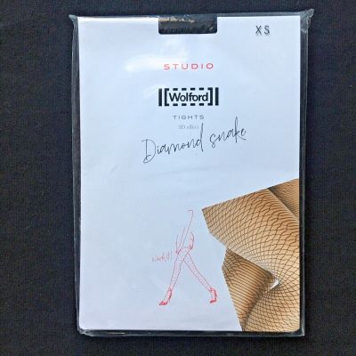 Wolford Diamond Snake Net Tights Seamless Color-(BLACK )Made In Italy (XS ) C-15