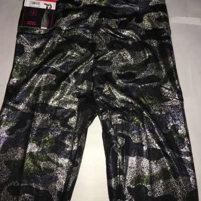 NWT NOBO Jr’s BLACK & METALLIC CAMO HIGH RISE SUEDED Ankle LEGGINGS Small (3-5)