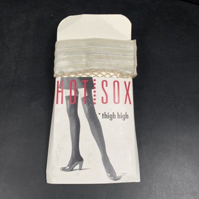 Hot Sox Thigh High Beige Fishnet Garter Tights Size 9-11 School Club Dress